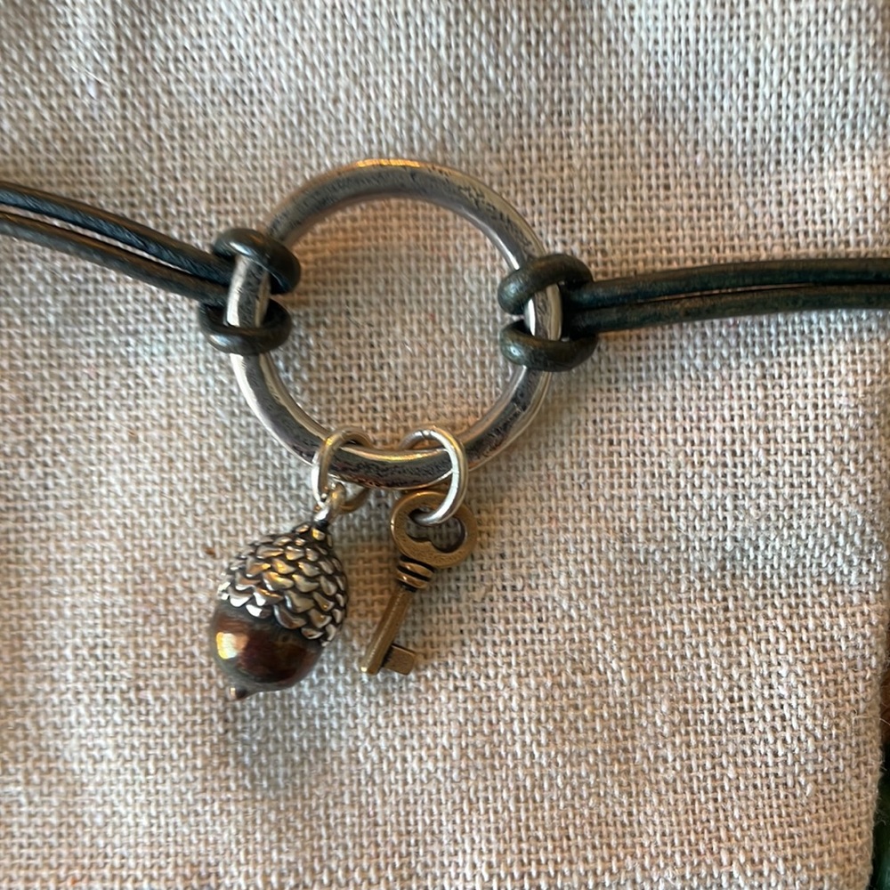 Retired James Avery Leather Bracelet With Acorn And R… Gem
